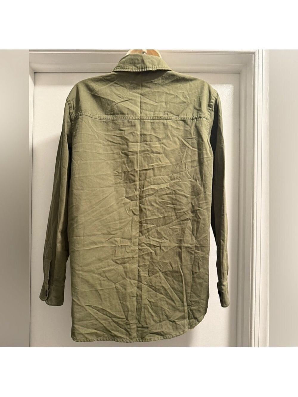 Malibu Bum Army Green Shacket Button-Up Utility Layering Top Small - Picture 9 of 15